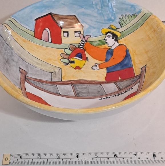 Modern Italian Pottery Plate Nino Parrucca Fisherman - Picture 2 of 6